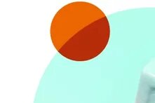 Orangener Kreis, grüner Hintergrund mit Stieleis