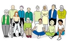 Diversity clipart: 13 very diverse persons of all ages, sexes, religions, with/without impairments