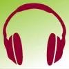 Dunkelroter Kopfhörer auf grünem Hintergrund